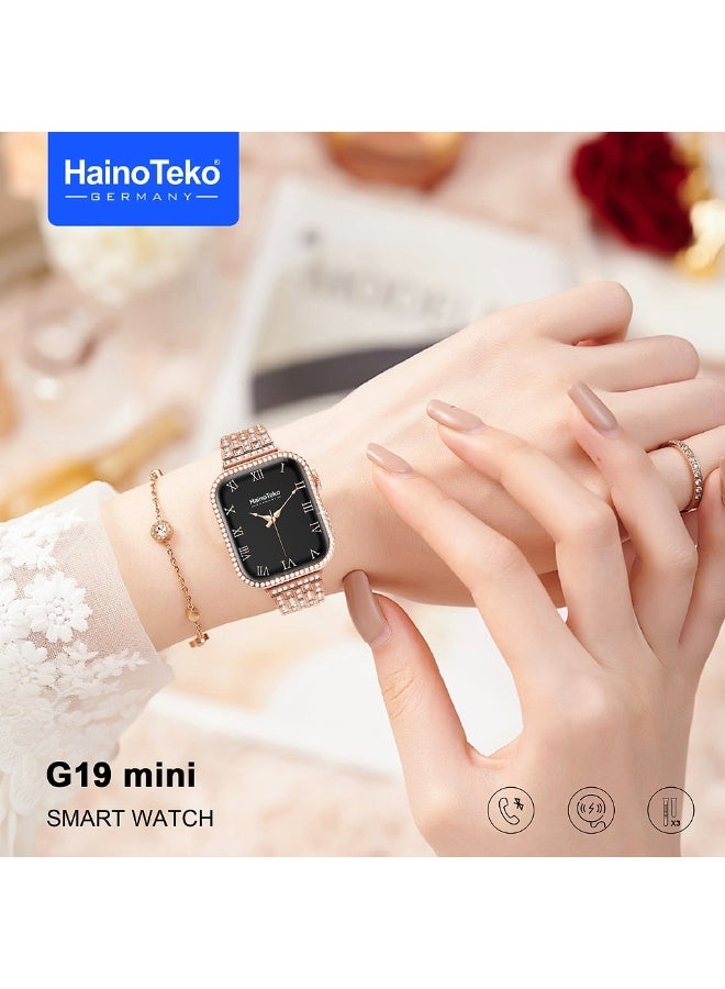 Haino Teko G19 Mini Smart Watch With AMOLED Display 3 Interchangeable Straps and Charging Cable Designed for Ladies - Image 4